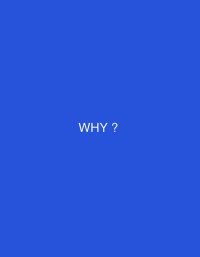 The image is a blue square containing the white text "WHY ?". The question is centered both horizontally and vertically. The background is a solid, flat blue color. The font used for the text appears to be sans-serif. The overall design is simple and direct.