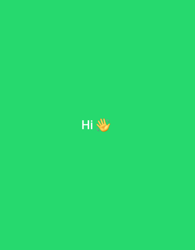 The image is a plain green background with the text "Hi" and a waving hand emoji. There is no identifiable location in the city of Welshpool, United Kingdom, nor any discernible people, objects, actions, or interactions.