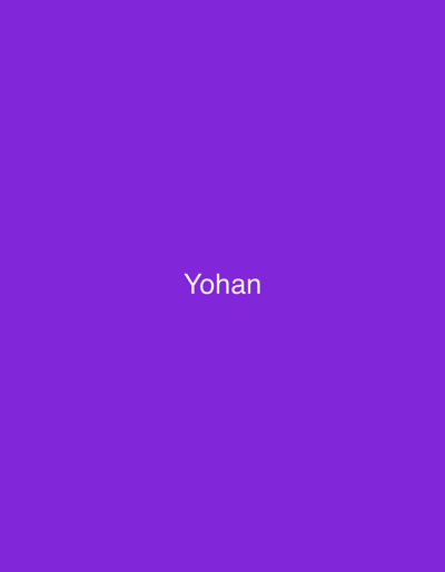 The image is a simple graphic with a solid purple background. Centered on the background is the word "Yohan" written in white text. There are no other discernible objects, people, or environmental details in the image. The location within Safari, Nigeria, is not depicted in the image.