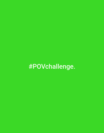 A green background with the text "#POVchallenge." written in white in the center.