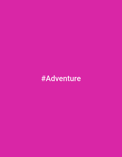 The image is a solid magenta background with the white text "#Adventure" centered horizontally and slightly above the vertical center. There are no discernible features of Gävle, Sweden in the image, nor are there any people, subjects, objects, or actions. The environment is simply a colored background.