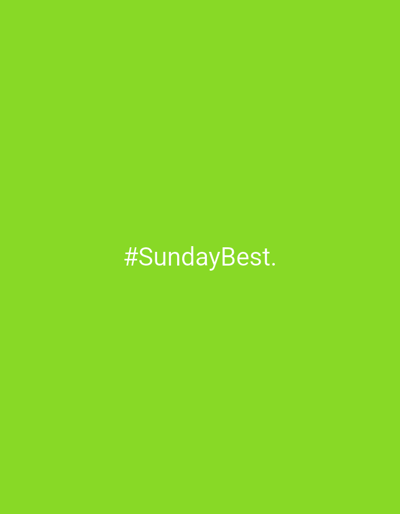 This is a digitally generated image of a solid, vibrant lime green background. Centered on the background, in white, sans-serif text, is the hashtag "#SundayBest.". The image does not depict any real-world locations, including Vecumnieki, Latvia.