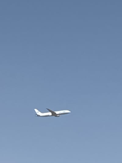 This media file captures an airplane in flight against a clear, pale blue sky. The airplane is the sole subject and appears to be a commercial jet with its wings extended and fuselage clearly visible. It is positioned in the right half of the frame and is angled in such a way that it is not flying horizontally. The lighting suggests it is daytime, with no discernible shadows or atmospheric conditions like clouds or fog. The setting is an open sky, with no ground features or landmarks visible, making it impossible to determine a specific location beyond what is indicated as Coslada, Spain. There are no people visible in the media. The activity is simply an airplane in flight. No text is visible in the image.