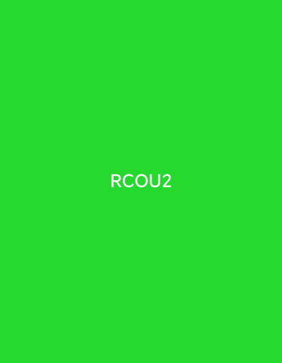 The image is a solid bright green background with the white text "RCOU2" centered horizontally and vertically. There are no objects, people, or environmental details depicted in this image, and therefore no connection to the city of Nazarovo, Russia can be made.