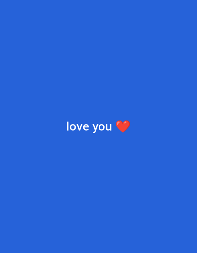 The image displays a solid, uniform blue background. Centered on this blue field are the words "love you" in white, lowercase sans-serif typography, immediately followed by a red heart emoji. The image is a digital graphic and does not depict a physical scene or environment; consequently, no location in the city of Neuheun, Indonesia, or any other physical location, can be identified or inferred from its content.
