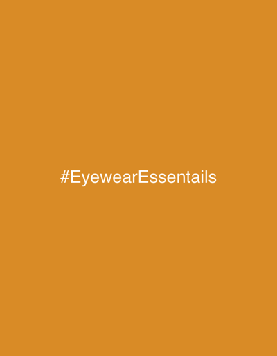 The image features a solid orange background with the white text "#EyewearEssentails" centered horizontally and vertically. There is no indication of Meliana, Spain, or any other specific location. There are no people, subjects, objects, actions, or interactions visible. The environment is simply a solid color background with text.