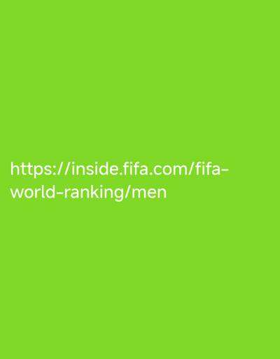 The image is a close-up of white text on a bright green background. The text reads "https://inside.fifa.com/fifa-world-ranking/men". There are no people, objects, or environmental details visible besides the text and background. The location of Neapoli Municipal Unit, Greece is not depicted in the image.
