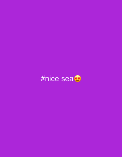 The image is a solid purple background with the text "#nice sea" and a heart-eyes emoji centered horizontally and positioned towards the bottom of the frame. There is no visible indication of Kissonerga Community, Cyprus.