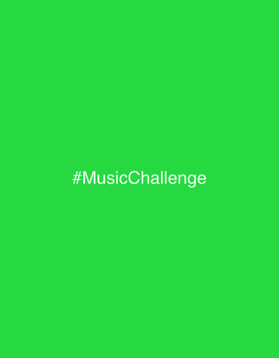 The image displays the text "#MusicChallenge" in white, centered against a vibrant green background. The text is rendered in a sans-serif font. There is no indication of any specific location in Minderevo, Russia, or any people, subjects, objects, actions, or interactions. The scene is entirely digital and text-based.
