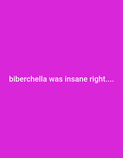 The image is a solid purple background with the text "biberchella was insane right...." written in white. There is no indication of a location in Fgura, Malta, or any other identifiable location or subject.