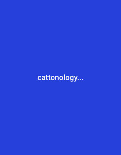 The image is a solid blue background with the word "cattonology..." in white text at the bottom center. The text is in a standard font. The coordinates provided correspond to a location in Kecamatan Tamansari, Indonesia, but the image contains no visual information about the location.  The image is a digital creation with no people, objects, or actions.