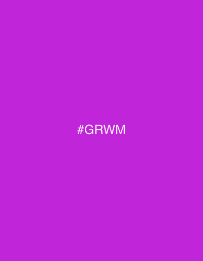 The image displays a solid, uniform purple background. Centered within this field is the white capitalized text '#GRWM'. No individuals, physical subjects, or objects are depicted other than the text itself. There are no observable actions or interactions. The environment is an abstract, monochromatic digital canvas, offering no visual indicators of a physical location in the city of Griboyedov, Armenia, or any other specific geographic setting.