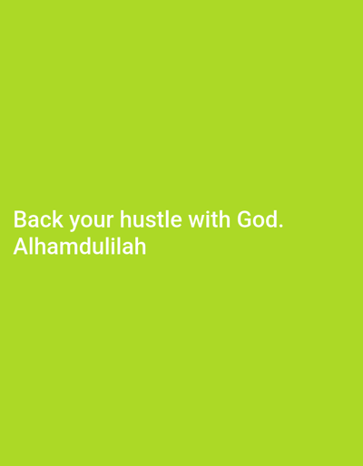 The image is a solid green background with white text. The text reads, "Back your hustle with God. Alhamdulillah." The image is a digital image, likely created on a computer. The coordinates provided (latitude: 7.679, longitude: 4.456) correspond to a location in Ede, Nigeria. The image is a simple motivational message and does not depict any people, objects, or actions.