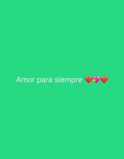 The image is a simple graphic with a bright green background. In the center, white text reads "Amor para siempre," which translates to "Love forever" in English. To the right of the text are three heart emojis: two red hearts and one pink heart with sparkles in the middle. The overall emotion conveyed is one of love and affection. There are no people, objects, or specific scene details visible beyond the text and emojis, nor are there any indicators of time of day, weather, or location cues. The file appears to be a digital graphic or image intended for social media or digital communication.