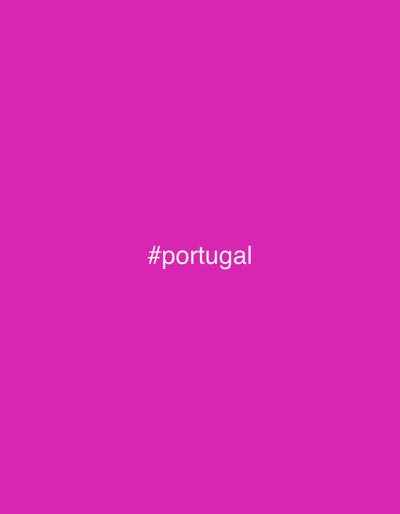 The image presents a solid magenta background. Centered on this uniform field is the white text "#portugal". There are no discernible people, subjects, objects, actions, interactions, or environmental details visible within the image. The specified location associated with this digital graphic is the city of Santarém, Portugal.