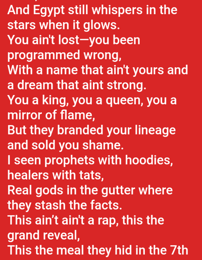 The image is a digital display of white text on a solid red background. It does not depict a physical scene, a location in the city of Mariposa, United States, or any discernible people, subjects, objects, actions, interactions, or environmental features. The content is textual, comprising a poem or lyrical passage presented vertically.