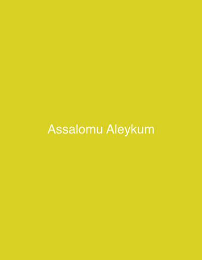 The image displays a solid, uniform yellow background. Centered horizontally and vertically on this background is the white text "Assalomu Aleykum" rendered in a sans-serif font. There are no other discernible subjects, objects, people, actions, or interactions depicted. The visual content provides no information regarding a specific physical location, including the city of Dehqonbozor, Uzbekistan, or any environmental details.