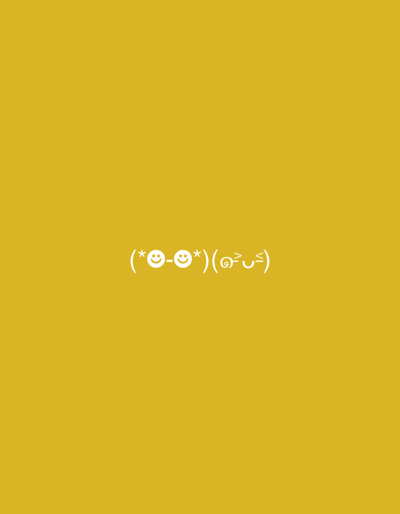 Against a solid mustard yellow background, there's a whimsical, stylized text-based image. It appears as a pair of emoji-like faces within parentheses, connected by a dash. The first face is made up of asterisks and smiling face emojis. Following that, another set of parentheses encloses what resembles a playful character, possibly a winking face. All elements are depicted in white.