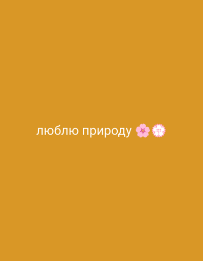 The image is a digital artwork with an orange background. In the center, white text reads "люблю природу," which translates to "I love nature." To the right of the text are two stylized flower emojis, one pink and one white with pink dots. The image does not depict any specific location in Мамлют қаласының әкімшілігі, Kazakhstan, or any identifiable people, objects, or actions. It is a simple graphic with text and emojis.