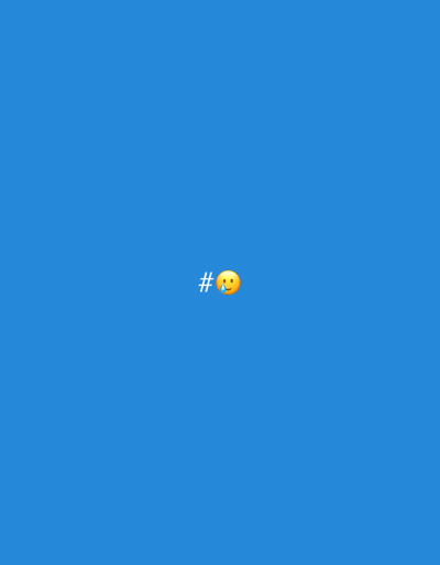 The image displays a solid, uniform medium blue background. Centrally located on this blue field are two distinct digital graphics: a white hashtag symbol (#) positioned to the left, and a yellow crying face emoji (😭) to its immediate right. The crying face emoji features a light blue tear droplet emanating from one eye and a slightly puckered mouth. There are no individuals, physical objects, actions, interactions, or discernible geographic features present in the image. No location in the city of Kingston, Canada, is depicted or inferable.