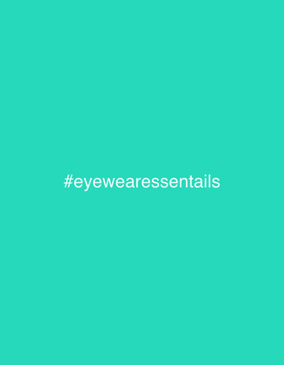 The image displays a solid, uniform teal-colored background. Centered horizontally and vertically on this background is the white text "#eyewearessentails" rendered in a sans-serif typeface. No people, discernible subjects beyond the text, objects, actions, or interactions are present. The image does not depict a specific physical location in the city of Port Alfred, South Africa, or any other identifiable real-world environment; it is a digital graphic.