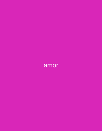 The image displays the word "amor" written in white text against a solid magenta background. The text is centrally located in the frame. There is no discernible location in the city of Mas De Moregons, Spain, or any other environmental context provided in the image. No people, subjects, objects, or actions are depicted.