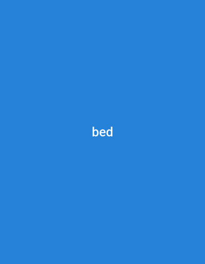 The image displays the word "bed" in white text, centered on a solid blue background. There is no context provided to link it to Sarkin Dutse, Nigeria, or any other specific location. The image contains no people, subjects, objects, or actions.