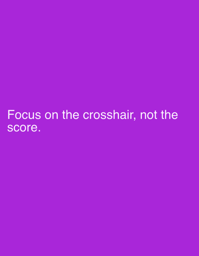 This media file is a still image with a solid purple background. White text is overlaid on the image. The text reads: "Focus on the crosshair, not the score." There are no other discernible subjects, objects, activities, or notable details in the image. The location context of Pobiedziska, Poland, is not visually represented in the image itself.