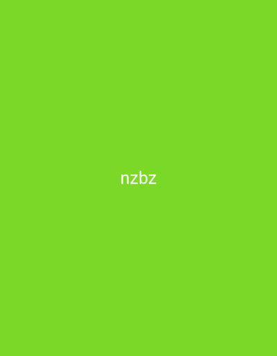 A lime green square occupies the entire frame. Centered within the square are four lowercase letters, "nzbz," in a simple sans-serif font. The font color is a light shade, creating minimal contrast with the background. The letters are neatly aligned and appear to be roughly in the middle of the square. The color scheme is monochromatic, and there are no other visible elements or features.