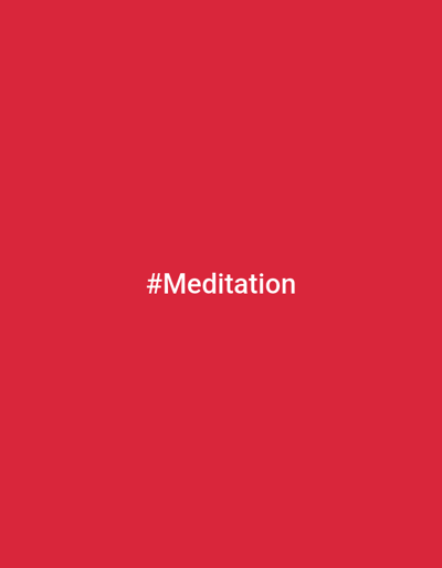 A white hashtag symbol followed by the word "Meditation" is centered on a solid red background. The text is in a sans-serif font and is positioned in the lower-middle section of the image. There are no other objects or people visible in the image. The location in the city of Roghun, Tajikistan, is not indicated by any visual elements within the image.