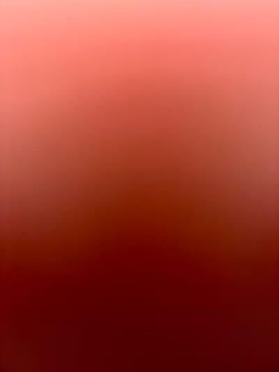 The image is a vertical, abstract photograph featuring a smooth gradient of color. The top of the image is a light peachy-pink, which gradually transitions into a deeper coral, then a reddish-brown, and finally a dark, deep red at the bottom. There are no discernable objects, people, or actions depicted. The scene is entirely devoid of any contextual information, and therefore, any information about the location in Koshkino, Russia, or the environment cannot be provided.
