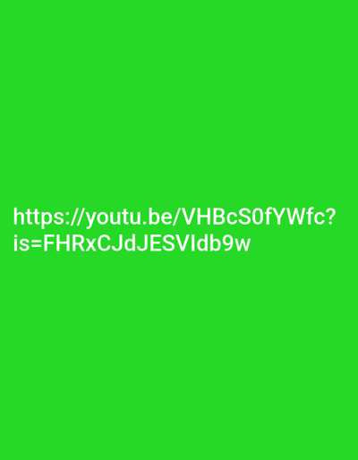 The image displays white text on a vibrant green background. The text reads: "https://youtu.be/VHBCs0fYWfc?is=FHRxCjdJESVldb9w". The image does not contain any information about the city of Thüngersheim, Germany, nor does it depict any people, subjects, objects, actions, or interactions. The environment is a solid green color.