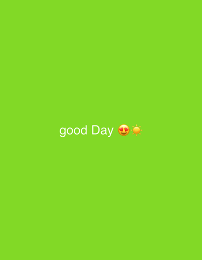 The image displays a solid lime green background. Centered horizontally in the lower mid-section of the frame, white text reads "good Day". To the right of the text, a yellow smiling face emoji with heart-shaped eyes is present, immediately followed by a yellow sun emoji with radial rays. The scene is a digital graphic, containing no physical subjects, objects, or environmental features. The specified location is the city of Roodt-sur-Syre, Luxembourg.
