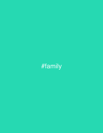 The image is a solid, bright teal background with the white text "#family" centered horizontally and vertically. The location in the city of Малая Рукавицкая, Russia is irrelevant as there are no objects or elements in the image that could be associated with this location.