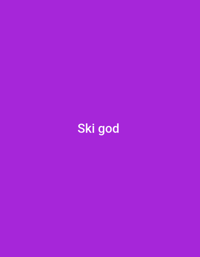 The image features a solid, vibrant purple background with no discernible subjects, objects, or a specific scene. Centered horizontally and vertically on this monochromatic field, white sans-serif text reads "Ski god". There are no activities or events depicted. The image lacks any visual cues such as time of day, weather, or geographical indicators. The provided location context of Otu, Nigeria, is not visually supported by the content of the image, which is purely abstract and textual.