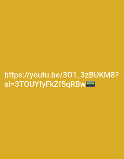 A YouTube link "https://youtu.be/3O1_3zBUKM8?si=3TOUYfyFkZf5qRBw" is displayed on a solid gold background. To the right of the link is a small, pixelated image of a green and black pager, displaying "954-5684" on its screen.