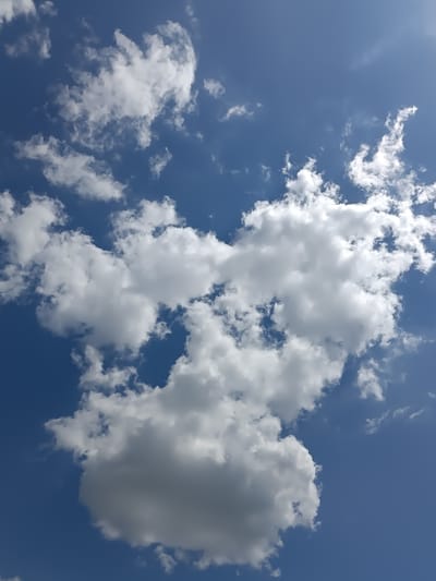 This is a vertical, low-angle shot of a blue sky filled with white, cumulus clouds. The clouds are varied in size and density, with some appearing fluffy and bright, while others are more diffused and shadowed. There are no people, structures, or any other discernible objects or actions in the image. The scene is purely natural and depicts a daytime sky, possibly on a day with fair weather. There is no information available to suggest this image is from Elizaveta, Moldova.