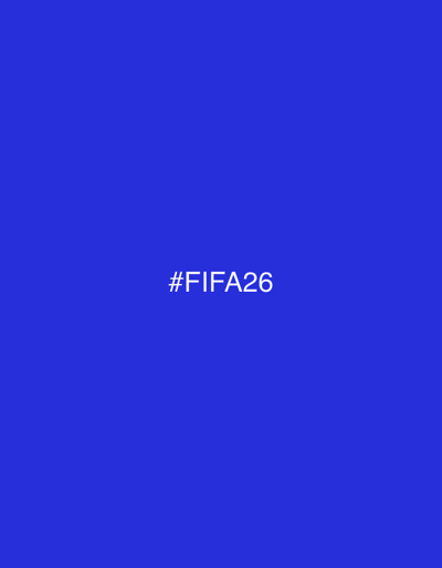 A blue background features the white text "#FIFA26" in the center. There is no indication of location.