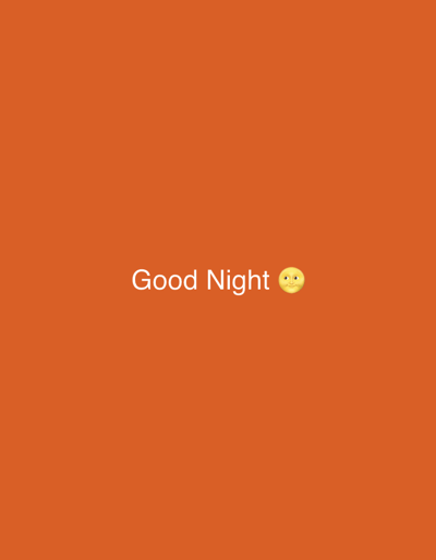 The image is a plain orange background with the text "Good Night" in white font centered horizontally and towards the bottom of the frame. To the right of the text is a yellow crescent moon emoji with a face. There is no discernible location in Baratpayaitek, Indonesia, or any people, subjects, or actions depicted in the image. The scene is static and solely consists of the text and emoji against a solid color.