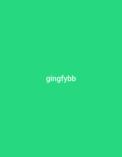 A vibrant green background hosts the word "gingfybb" in a lighter, bubblegum-pink hue. The text is centrally positioned and relatively small, allowing the green to dominate the visual field. The color scheme is striking and playful, creating a simple yet eye-catching composition.