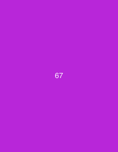 The scene depicts a solid purple background with the number "67" centered in white font. No people, additional subjects, objects, actions, or interactions are visible. The environment is uniformly purple. The location is Madzherito, Bulgaria.
