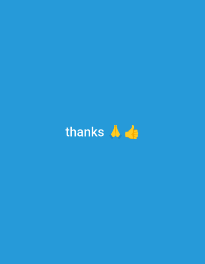 The media file is a simple image with a blue background. In the center of the image, the word "thanks" is written in white text. To the right of the text are two emojis: a praying hands emoji and a thumbs-up emoji, both in yellow. The overall impression is one of gratitude. There are no people, objects, or specific scene elements depicted beyond the text and emojis. The setting is a plain, solid blue background, offering no clues about time of day, weather, or location. The emotion conveyed is clearly one of thanks and approval. The text visible is "thanks".