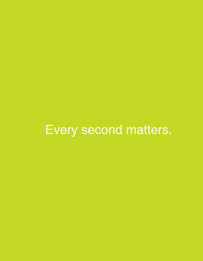 The image shows a solid lime green background with white text centered on it that reads "Every second matters." There is no discernible location in the city of Nalazar, Uzbekistan, depicted in this image.