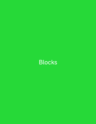 A bright green, solid background fills the entire image. Centered horizontally and towards the upper half of the frame, the word "Blocks" is displayed in white, sans-serif text. The image does not depict any specific location in Wuro Sani, Nigeria, nor does it contain any people, objects, or actions.
