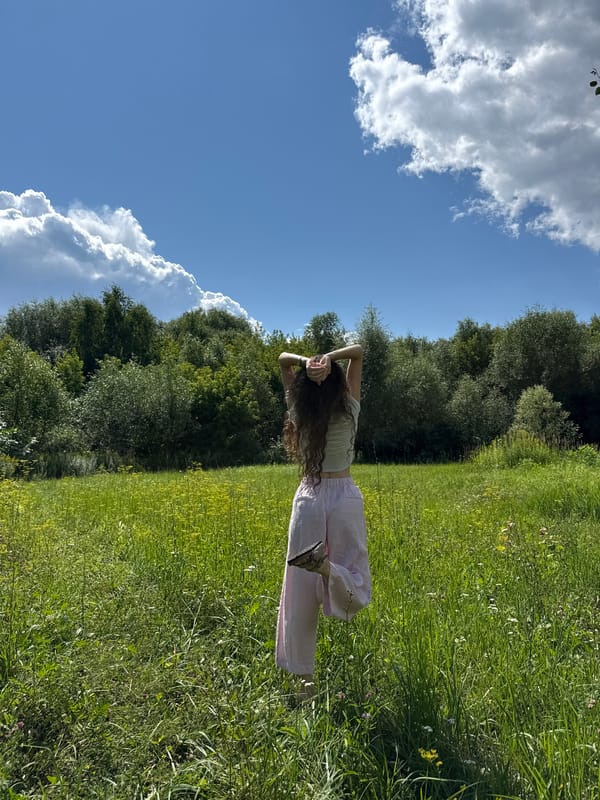 Sunny afternoon in a Moscow wildflower meadow
