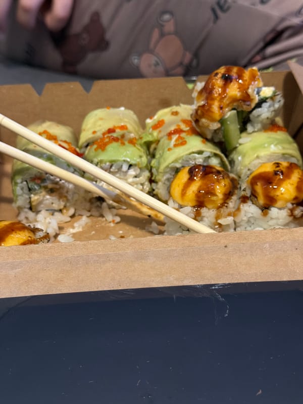 Takeout Sushi Meal Documented in Varna, Bulgaria