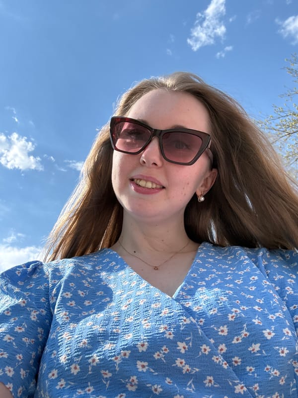 Woman spends morning in urban park, multiple selfies captured