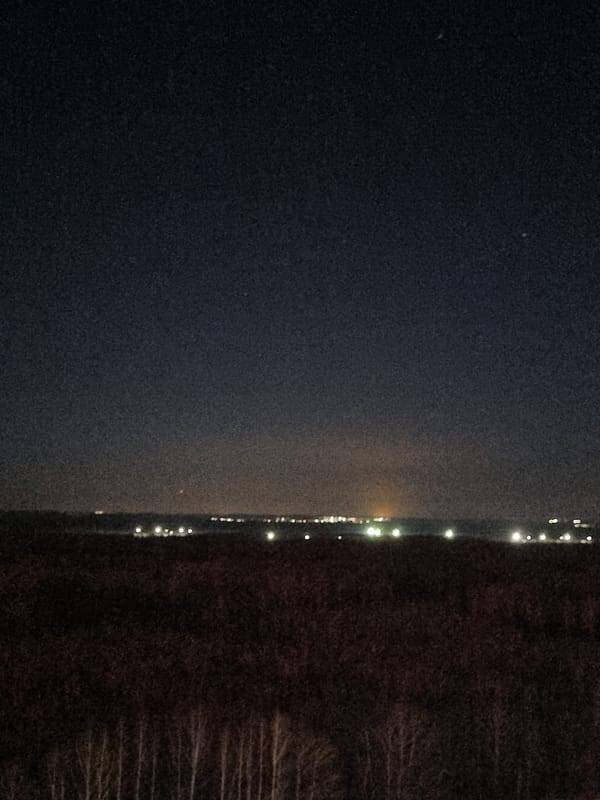 Dark nighttime scene captured in Kemul, Russia