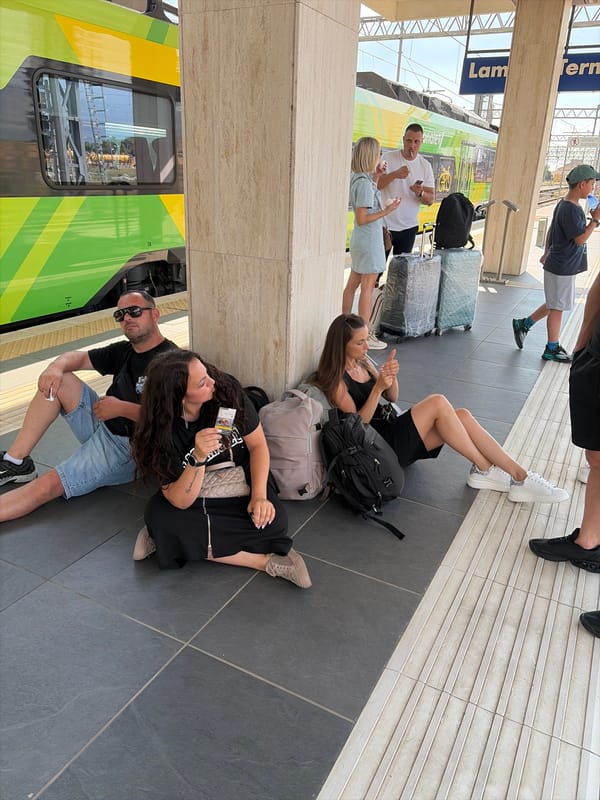 Waiting it out on the platform at Lamezia Terme station