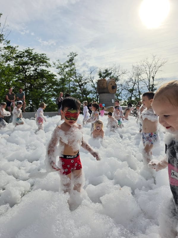 Fire safety demonstration with foam party in Czech village